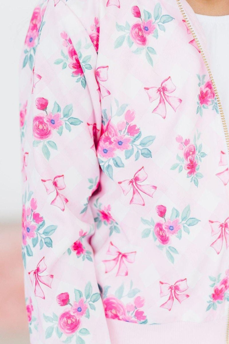 Mila & Rose ® Gingham Bows Satin Jacket For Girls By Mila And Rose - Everetts Place Boutique - 