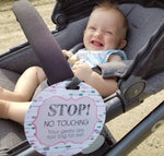 Three Little Tots Girl Arrows Stop No Touching Newborn Baby Car Seat Sign Tag - 
