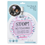 Three Little Tots Girl Arrows Stop No Touching Newborn Baby Car Seat Sign Tag - 