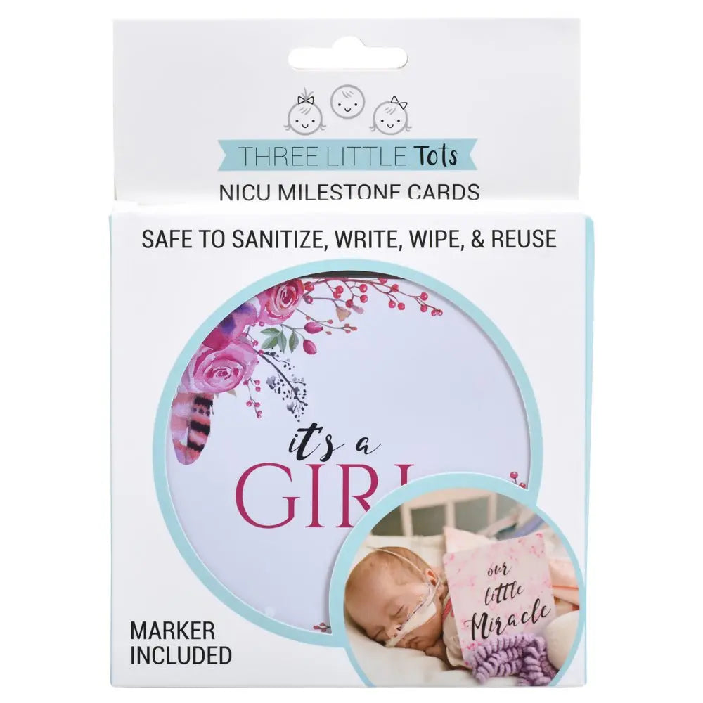 Three Little Tots Girl Plastic NICU Milestone Cards w/ Marker - 