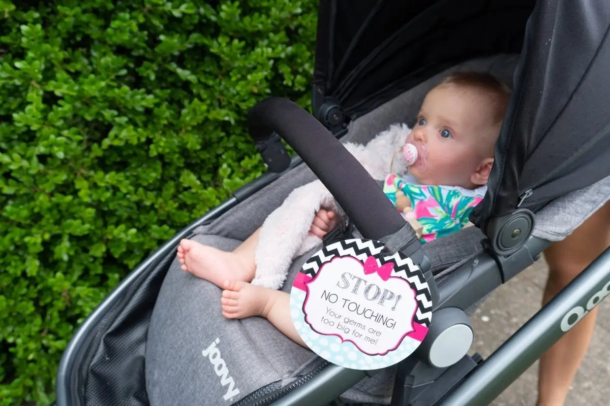 Three Little Tots Girl Zig Zag Please Don't Touch My Baby Car Seat Sign Tag - 