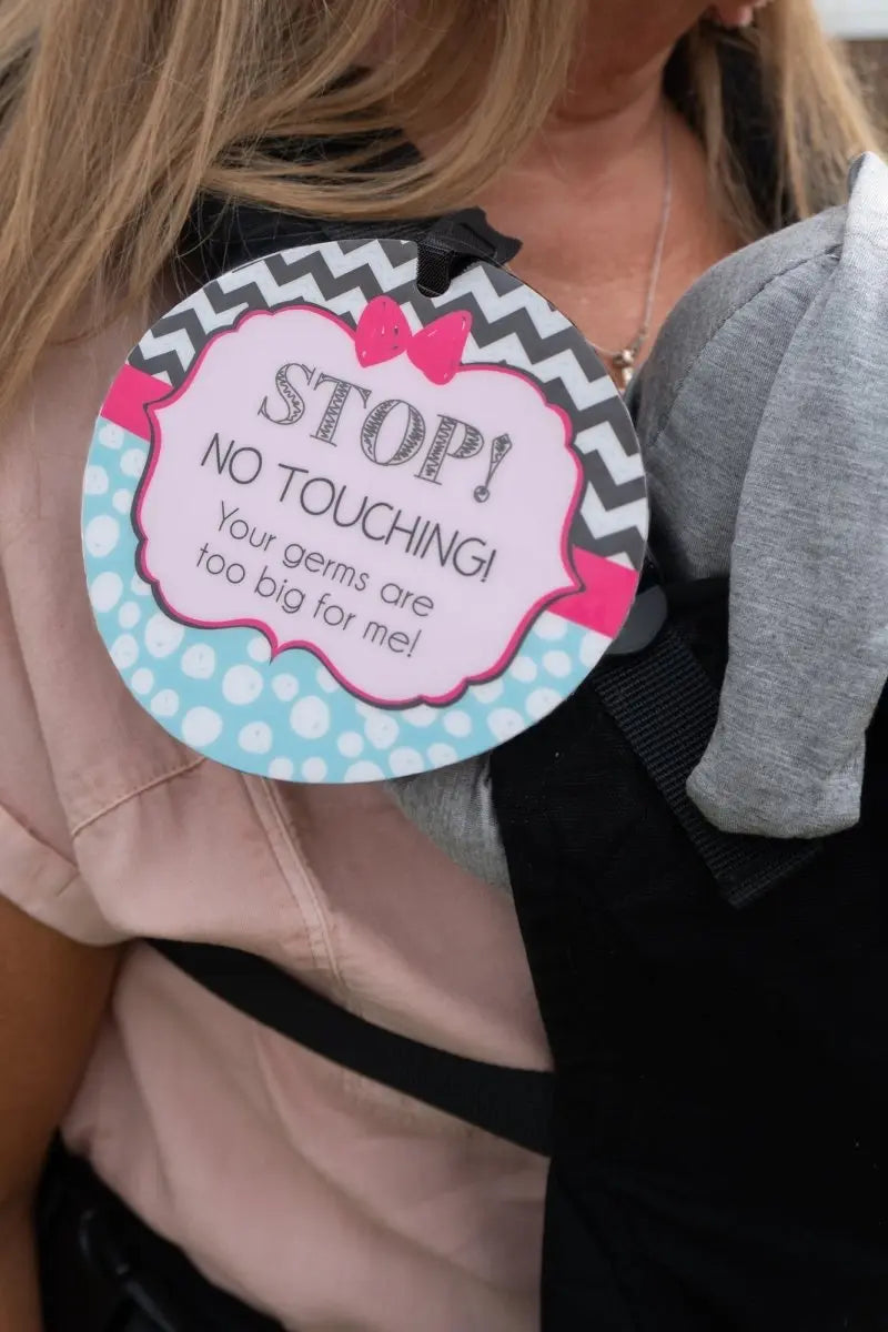 Three Little Tots Girl Zig Zag Please Don't Touch My Baby Car Seat Sign Tag - 