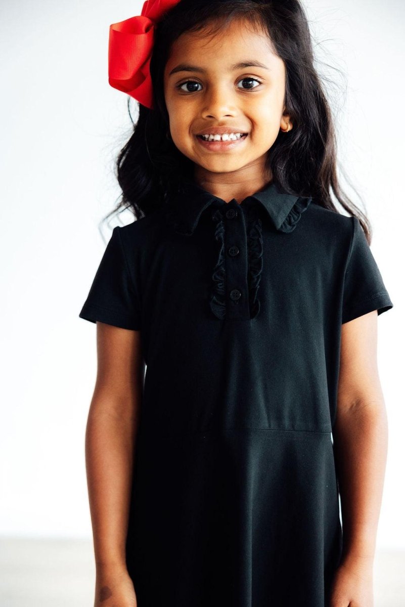 Mila & Rose ® Girls Black Short Sleeve Polo Dress Mila And Rose Girls - Everetts Place Boutique - 