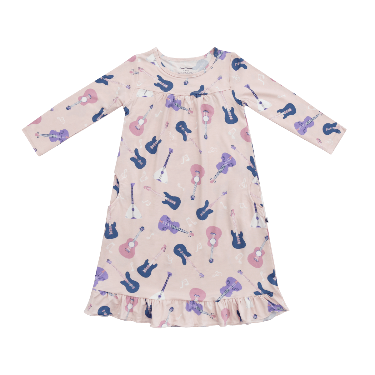 Sweet Bamboo Girls Boho Tea Length Dress With Long Sleeves And Pockets - Everetts Place Boutique - 