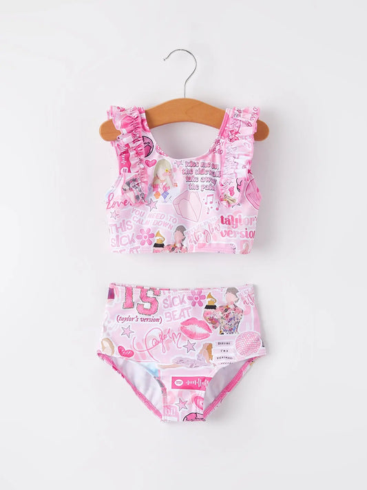 Girls Boutique Pink Swimsuit One Piece Ruffle Trim Style Rylee Faith Designs Everetts Place: Online Boutique