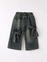 Girls Bow Stretch Wide-Leg Jeans - Denim, Textile, Pocket, Baby & Toddler Clothing, Pattern | Everetts Place