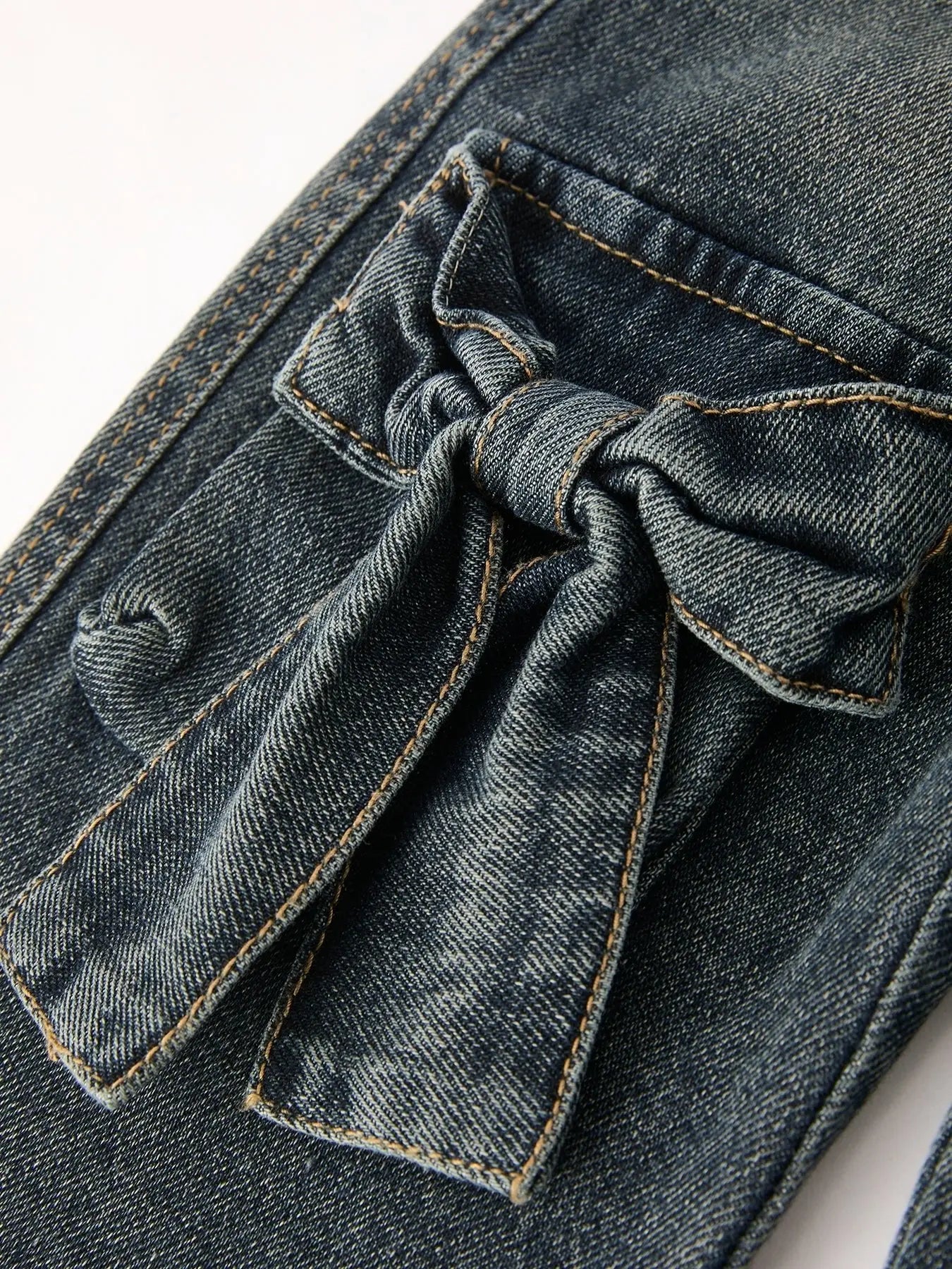 Rylee Faith Designs Girls Bow Stretch Wide - Leg Jeans - 