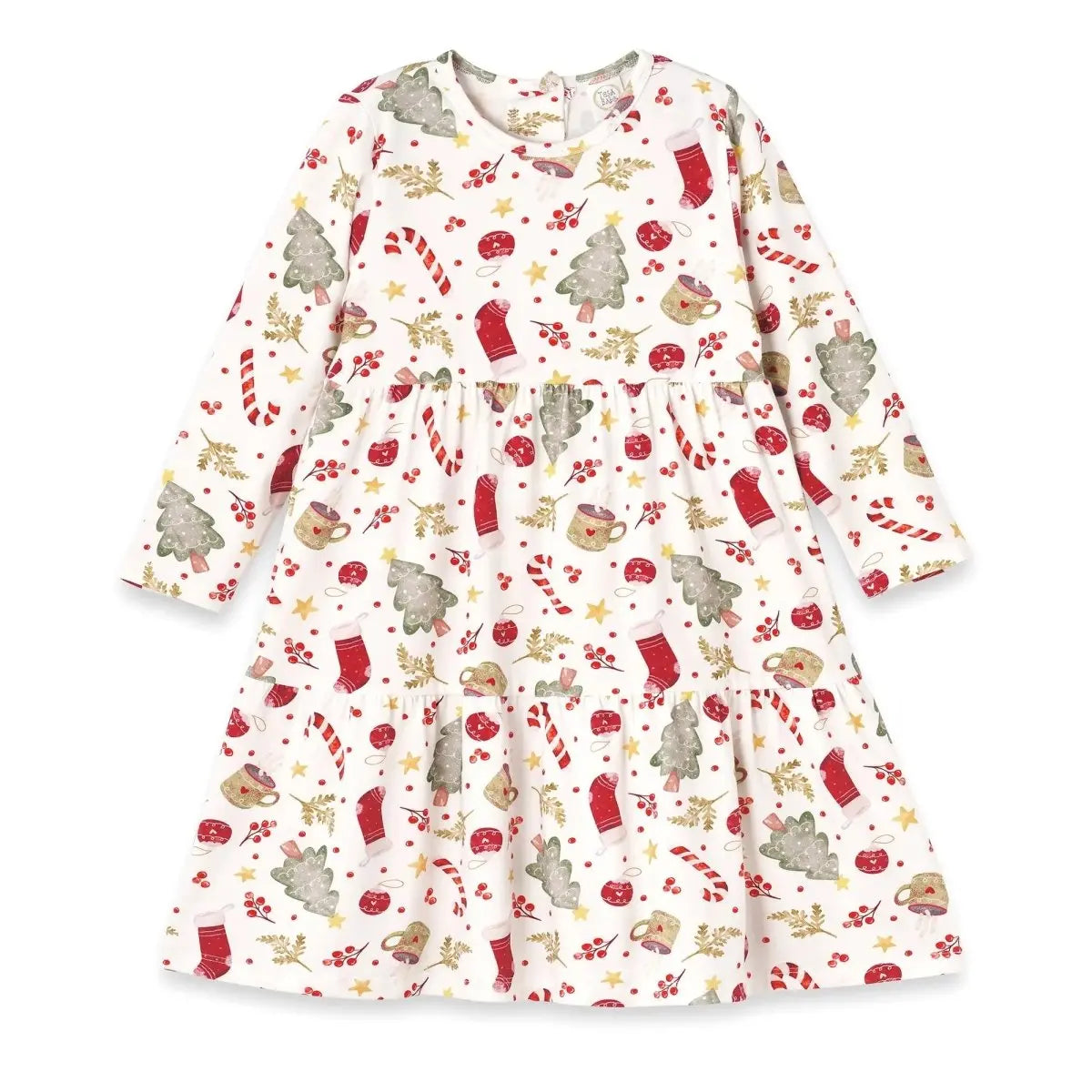 Tesa Babe Girls Christmas Dress Bamboo Holiday Tiered Twirl Noel - Everetts Place Boutique - 