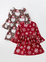 Rylee Faith Designs Girls Christmas Dress Set With Santa Print 2 Piece Outfit - Apparel & Accessories > Clothing > Baby & Toddler Clothing > Baby & Toddler Dresses Dress