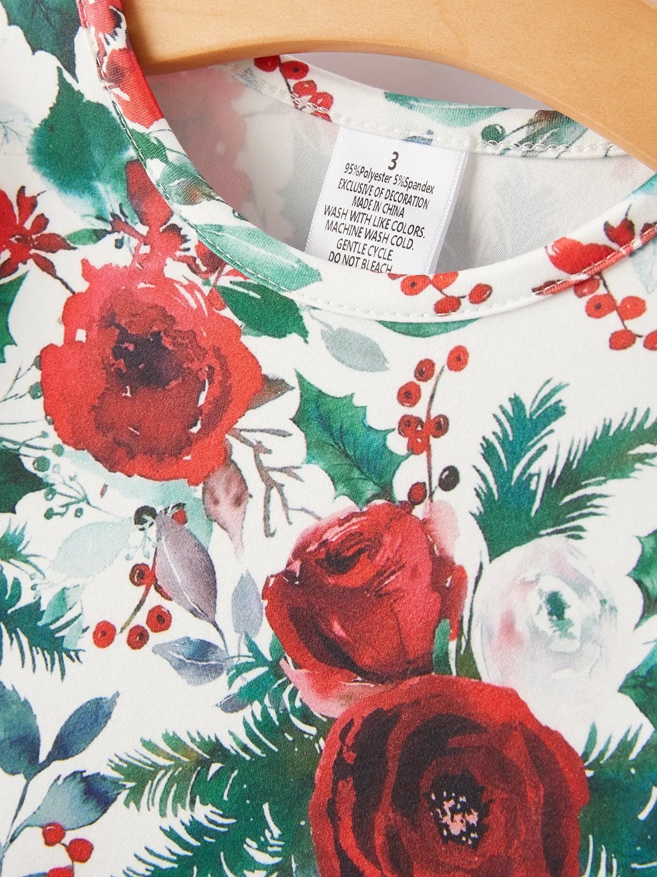 Girls Christmas Floral Print Long Sleeve Dress Rylee Faith Designs Everetts Place: Online Boutique