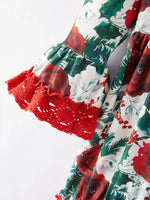 Rylee Faith Designs Girls Christmas Floral Print Long Sleeve Dress - Apparel & Accessories > Clothing > Dresses Dress