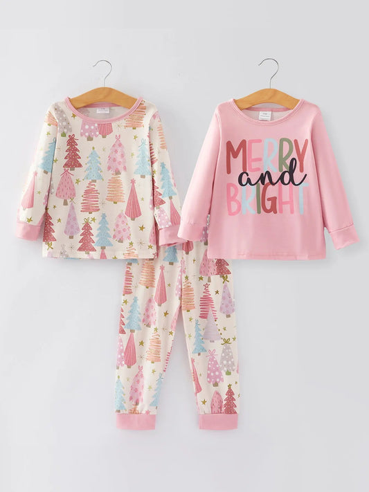 Girls Christmas Letter Print Pajamas Set Rylee Faith Designs Everetts Place: Online Boutique