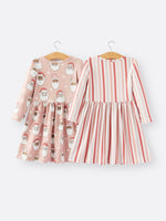 Rylee Faith Designs Girls Christmas Santa Print Stripe Dress Two Piece Set - Apparel & Accessories > Clothing > Dresses Dress