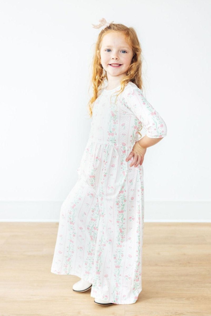 Mila & Rose ® Girls Floral Wide Leg Jumpsuit With Fancy Floral Print - Everetts Place Boutique - 