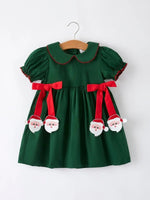 Girls Holiday Outfit Santa Bow Green Christmas Dress Rylee Faith Designs Everetts Place Boutique
