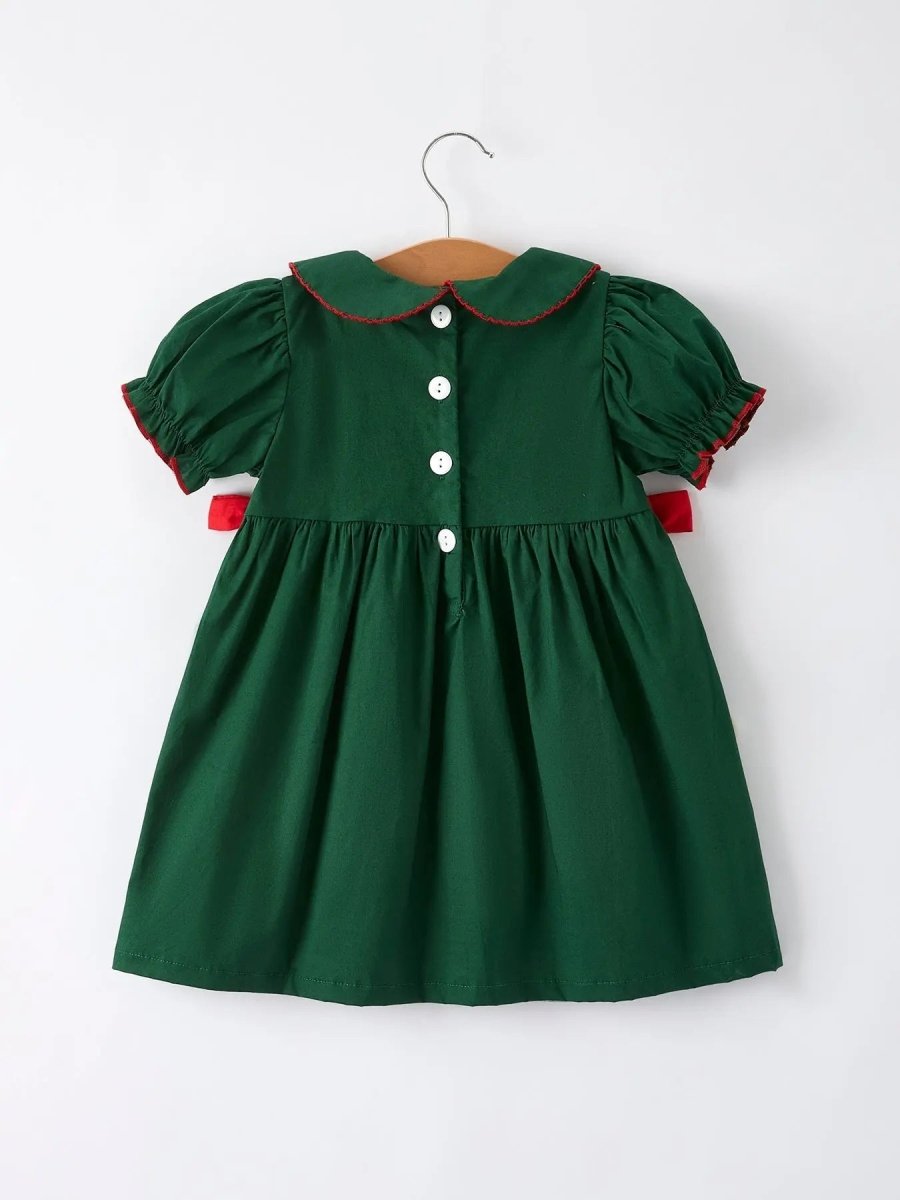 Girls Holiday Outfit Santa Bow Green Christmas Dress Rylee Faith Designs Everetts Place Boutique