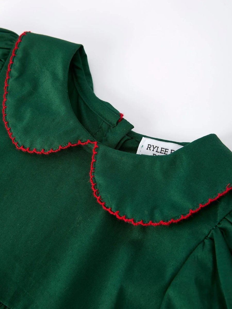 Girls Holiday Outfit Santa Bow Green Christmas Dress Rylee Faith Designs Everetts Place Boutique