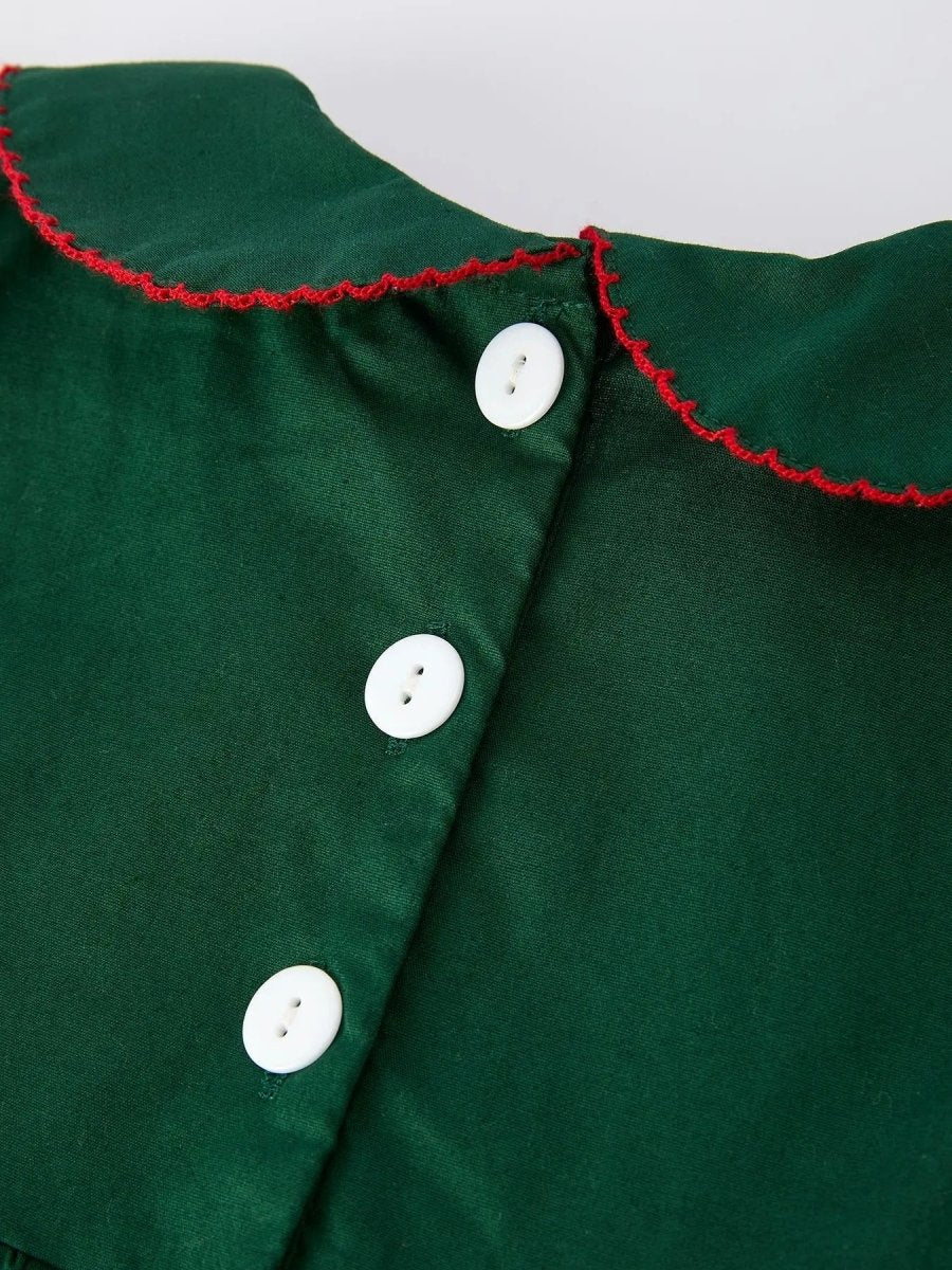 Girls Holiday Outfit Santa Bow Green Christmas Dress Rylee Faith Designs Everetts Place Boutique