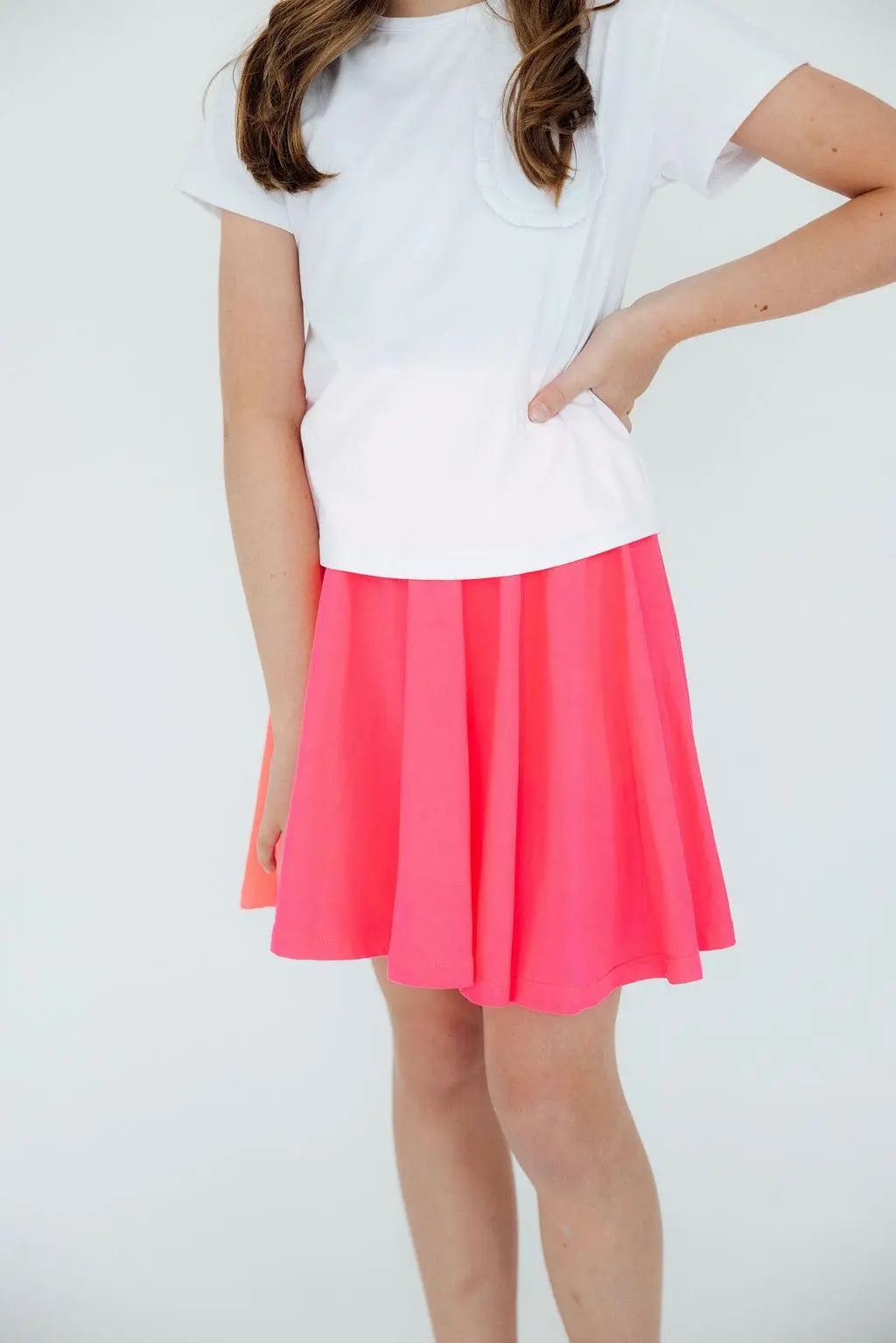 Mila & Rose ® Girls Neon Pink Twirl Skort With Attached Shorts For School - Apparel & Accessories > Clothing > Skorts Twirl Skort