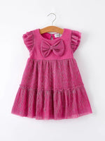 Girls Pink Bow Print Short Sleeve Dress Rylee Faith Rylee Faith Designs Everetts Place Boutique