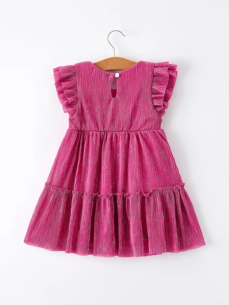 Girls Pink Bow Print Short Sleeve Dress Rylee Faith Rylee Faith Designs Everetts Place Boutique