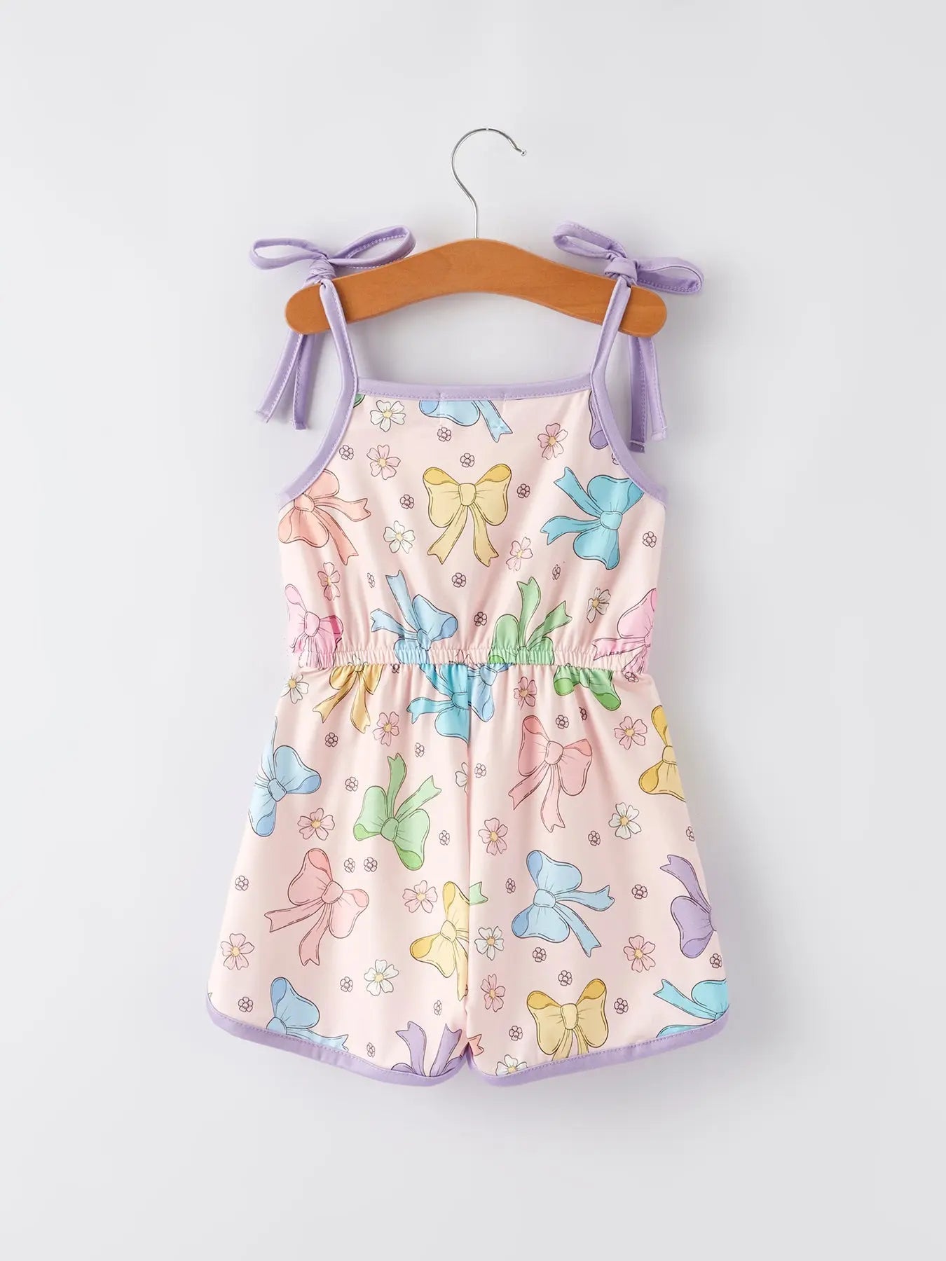 Girls Purple Bow Suspender Jumpsuit Rylee Faith Designs Everetts Place: Online Boutique