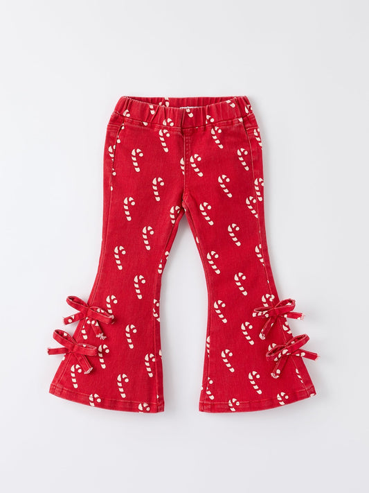 Girls Red Christmas Themed Denim Jeans Rylee Faith Designs Everetts Place: Online Boutique