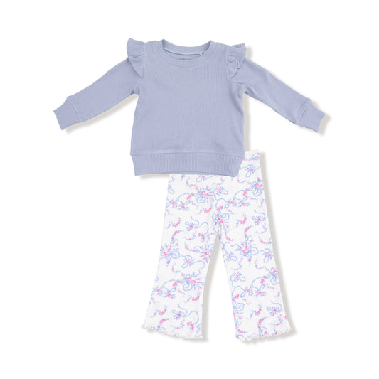 Girls Ruffle Shoulder Shirt And Flare Pant Set Outfit Angel Dear Everetts Place: Online Boutique