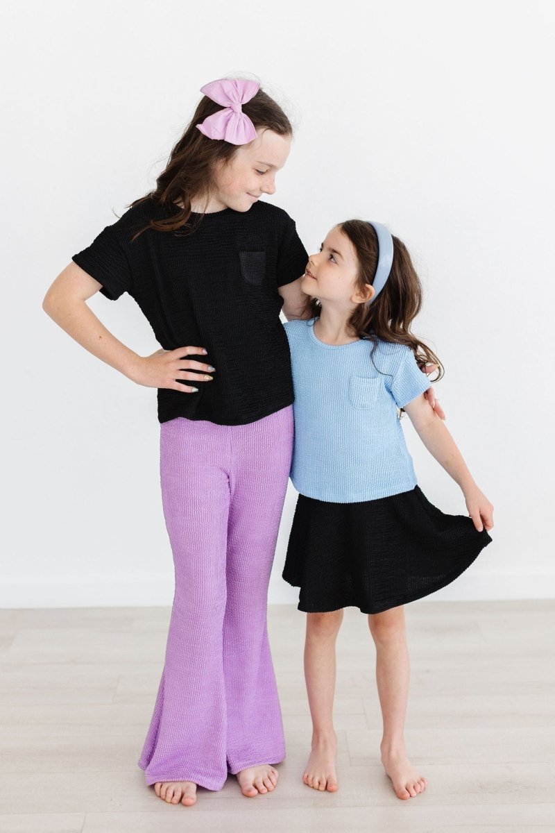 Mila & Rose ® Girls Sky Blue Scrunchy Pocket Tee Boxy Fit Casual Top - Everetts Place Boutique - 