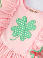 Rylee Faith Designs Girls St. Patrick’s Day Shamrock Applique Ruffle Girls Dress - 