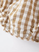Rylee Faith Designs Girls Thanksgiving Smocking Embroidered Brown Plaid Romper - Apparel & Accessories > Clothing > One-Pieces Romper