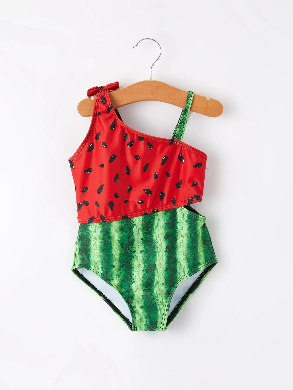 Rylee Faith Designs Girls Watermelon Irregular Sling Swimsuit - 