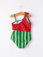 Rylee Faith Designs Girls Watermelon Irregular Sling Swimsuit - 