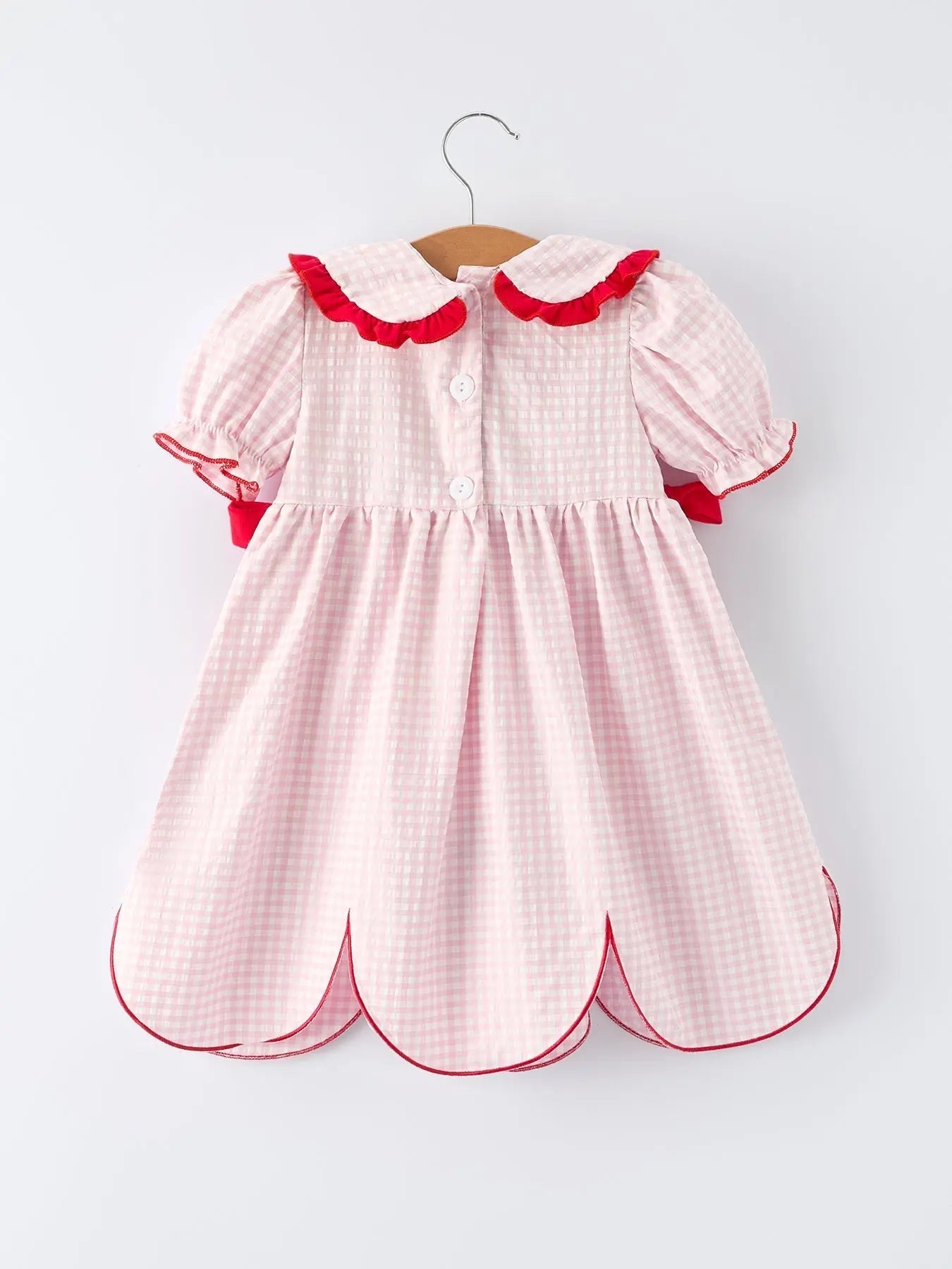 Rylee Faith Designs Girls' Plaid Smocked Strawberry Applique Dress - 