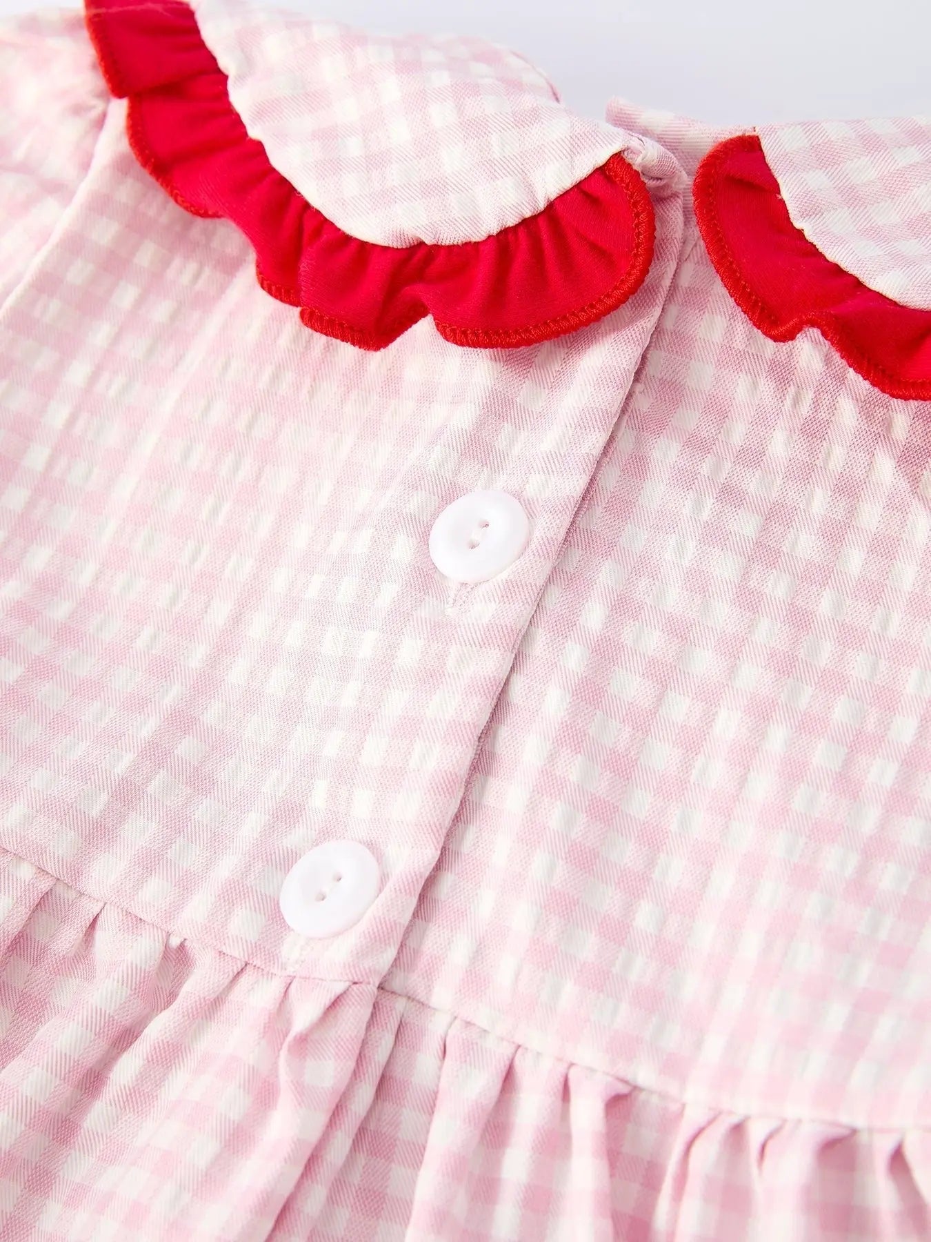 Rylee Faith Designs Girls' Plaid Smocked Strawberry Applique Dress - 