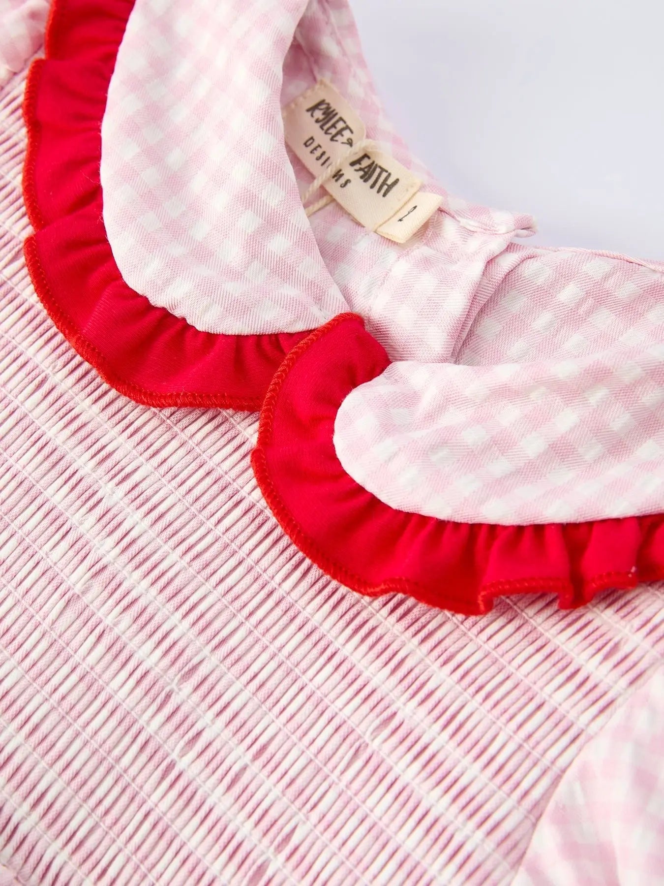 Rylee Faith Designs Girls' Plaid Smocked Strawberry Applique Shorts Set - 