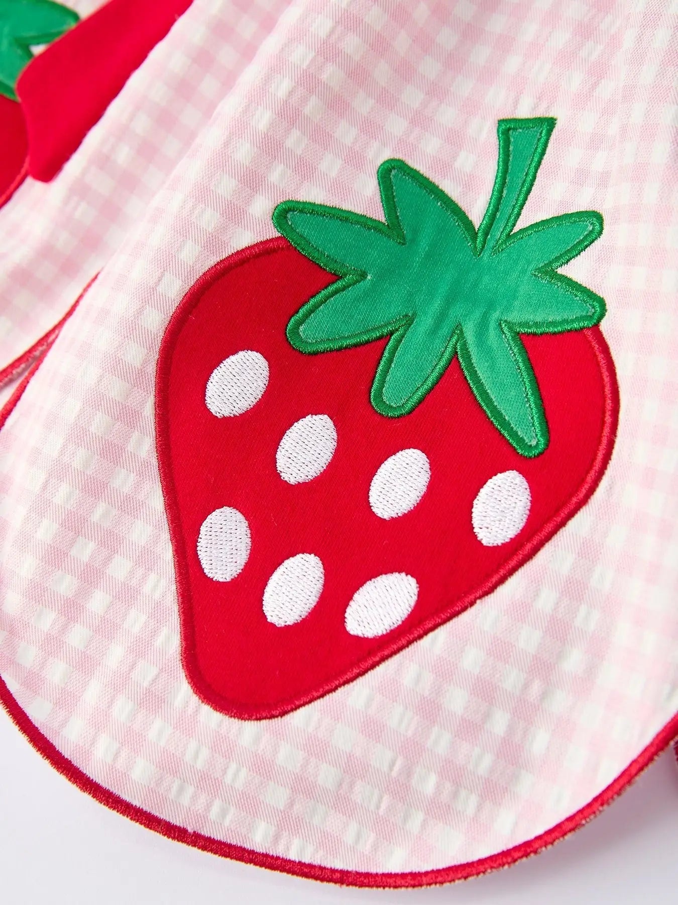 Rylee Faith Designs Girls' Plaid Smocked Strawberry Applique Shorts Set - 