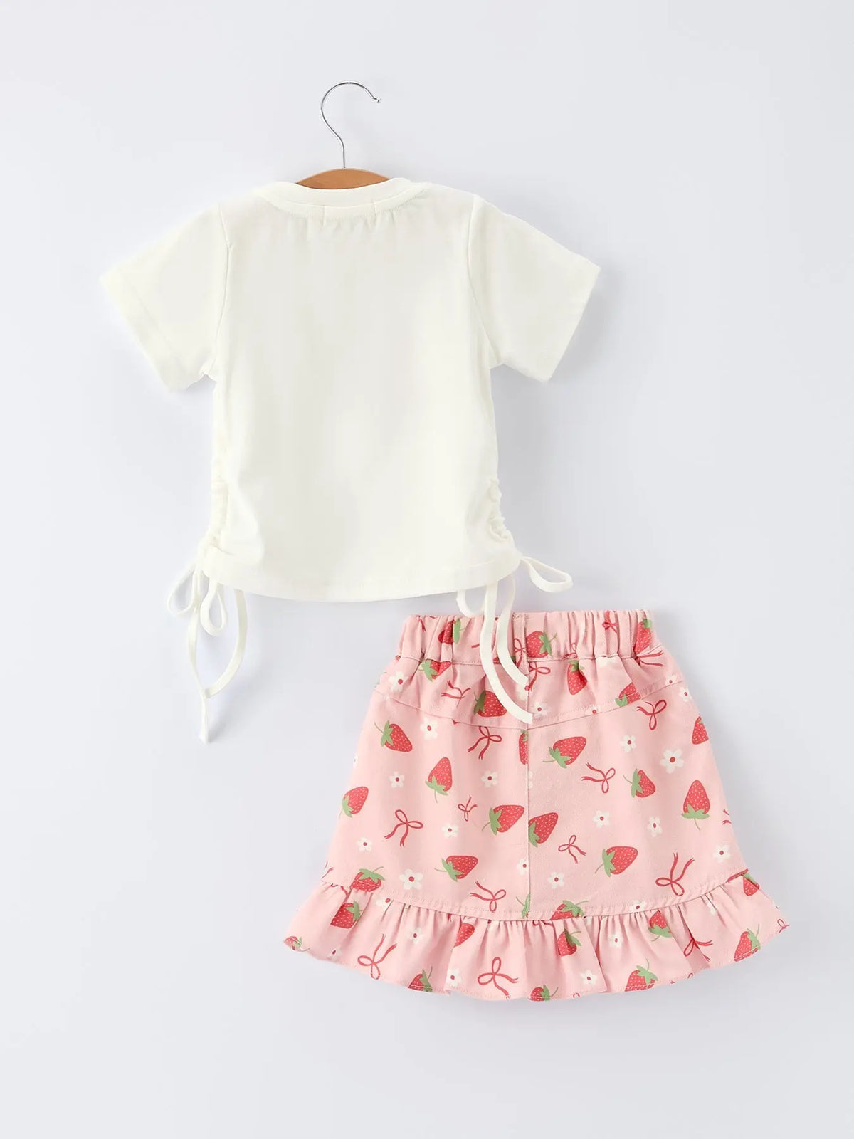Rylee Faith Designs Girls' Spring Short - sleeved "Berry Sweet" Printed Top and Skirt Set - 