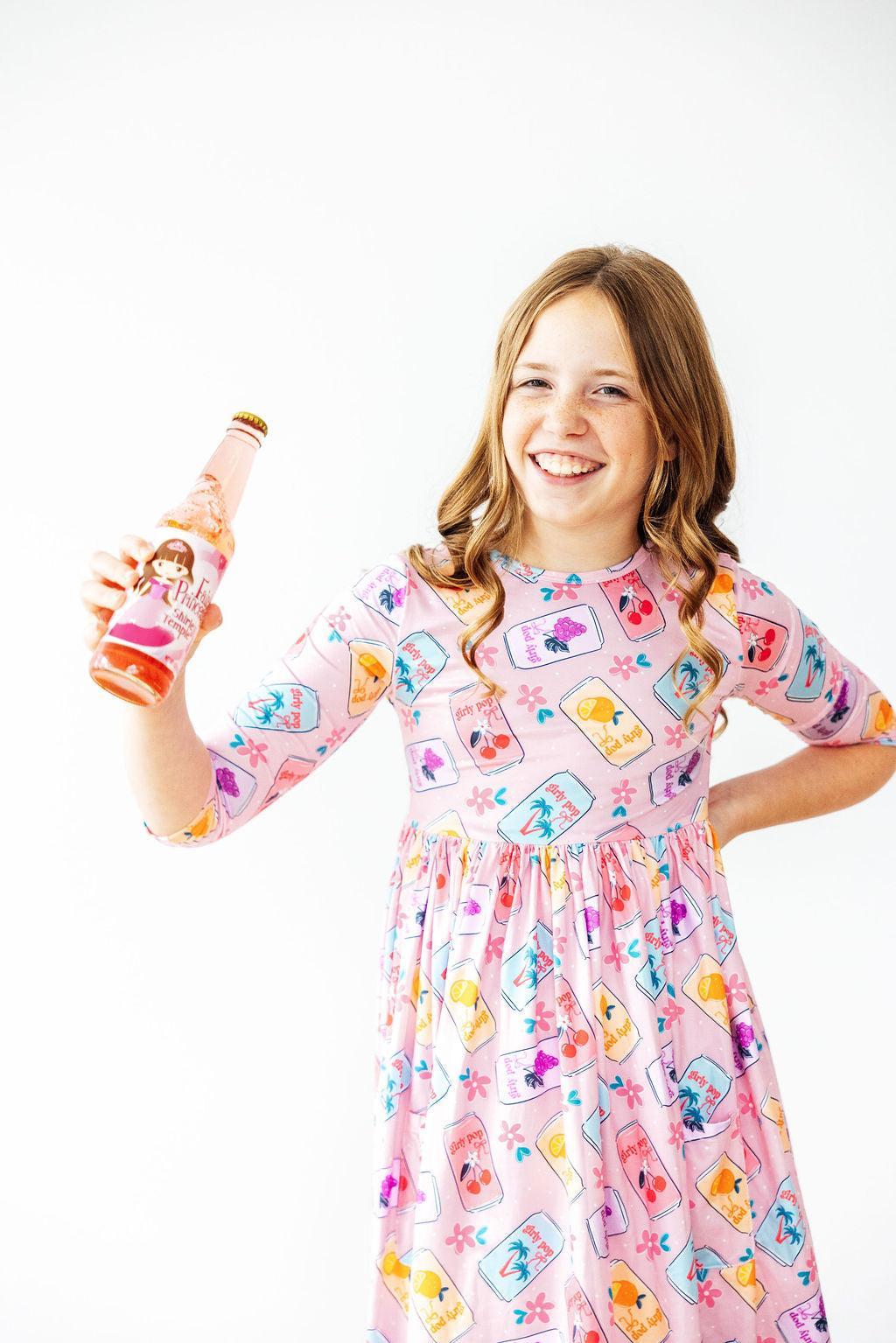 Soft Mila & Rose Girly Pop 3/4 sleeve pocket twirl dress.