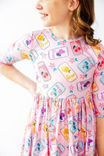 Mila & Rose Girly Pop 3/4 sleeve pocket twirl dress.