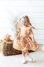 Mila & Rose ® Golden Blooms Three Quarter Sleeve Ruffle Twirl Dress - Everetts Place Boutique - 