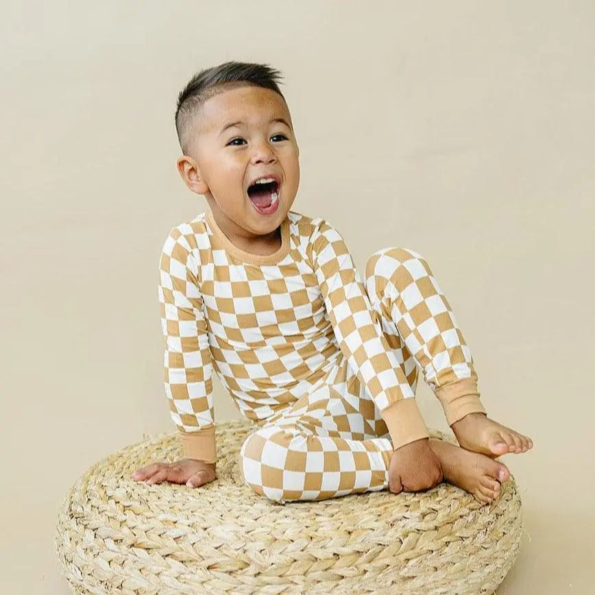 Little Joy Co. Golden Coast Check Two Piece Bamboo Pajamas For Women - Apparel & Accessories > Clothing > Sleepwear & Loungewear > Pajamas