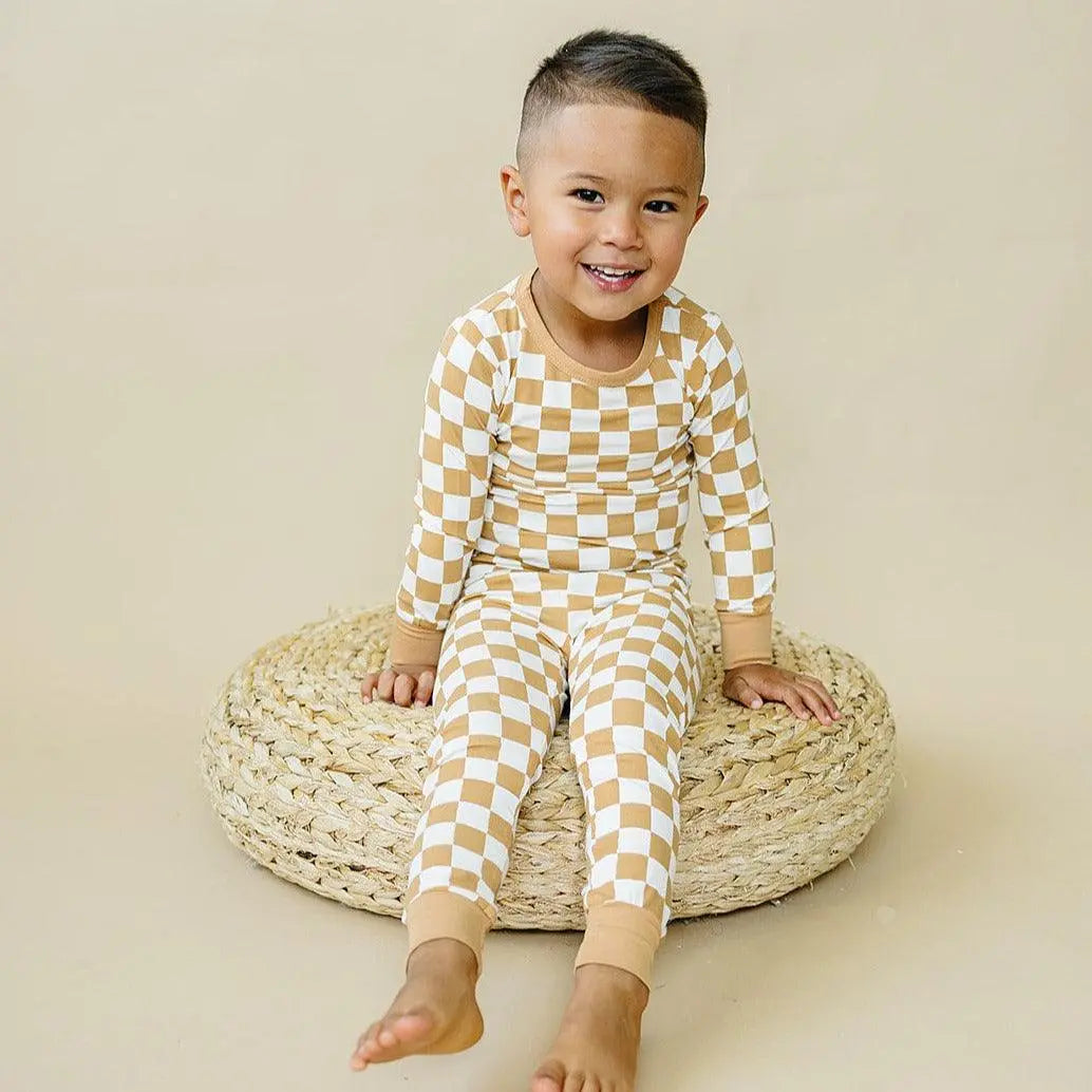 Little Joy Co. Golden Coast Check Two Piece Bamboo Pajamas For Women - Apparel & Accessories > Clothing > Sleepwear & Loungewear > Pajamas