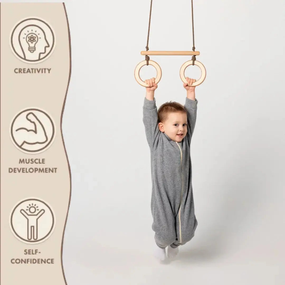 Goodevas Trapeze Swing Bar With Rings For Kids Active Play And Physical Development Goodevas Everetts Place: Online Boutique