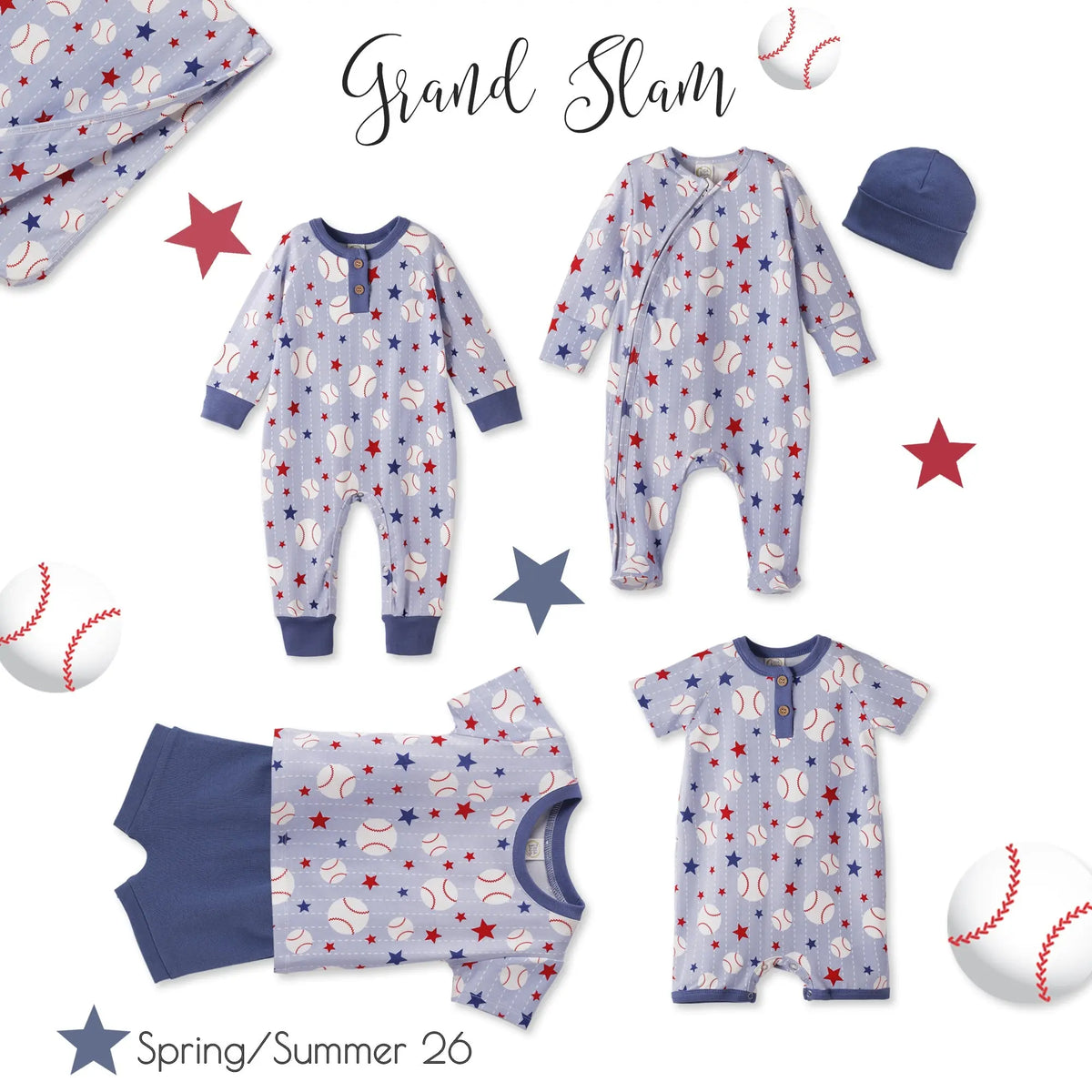 Grand Slam Baseball Bamboo Tee And Cotton Shorts Set For Baby Tesa Babe 