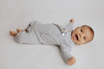 Three Little Tots Gray Baby Ribbed Playsuit with pockets - 