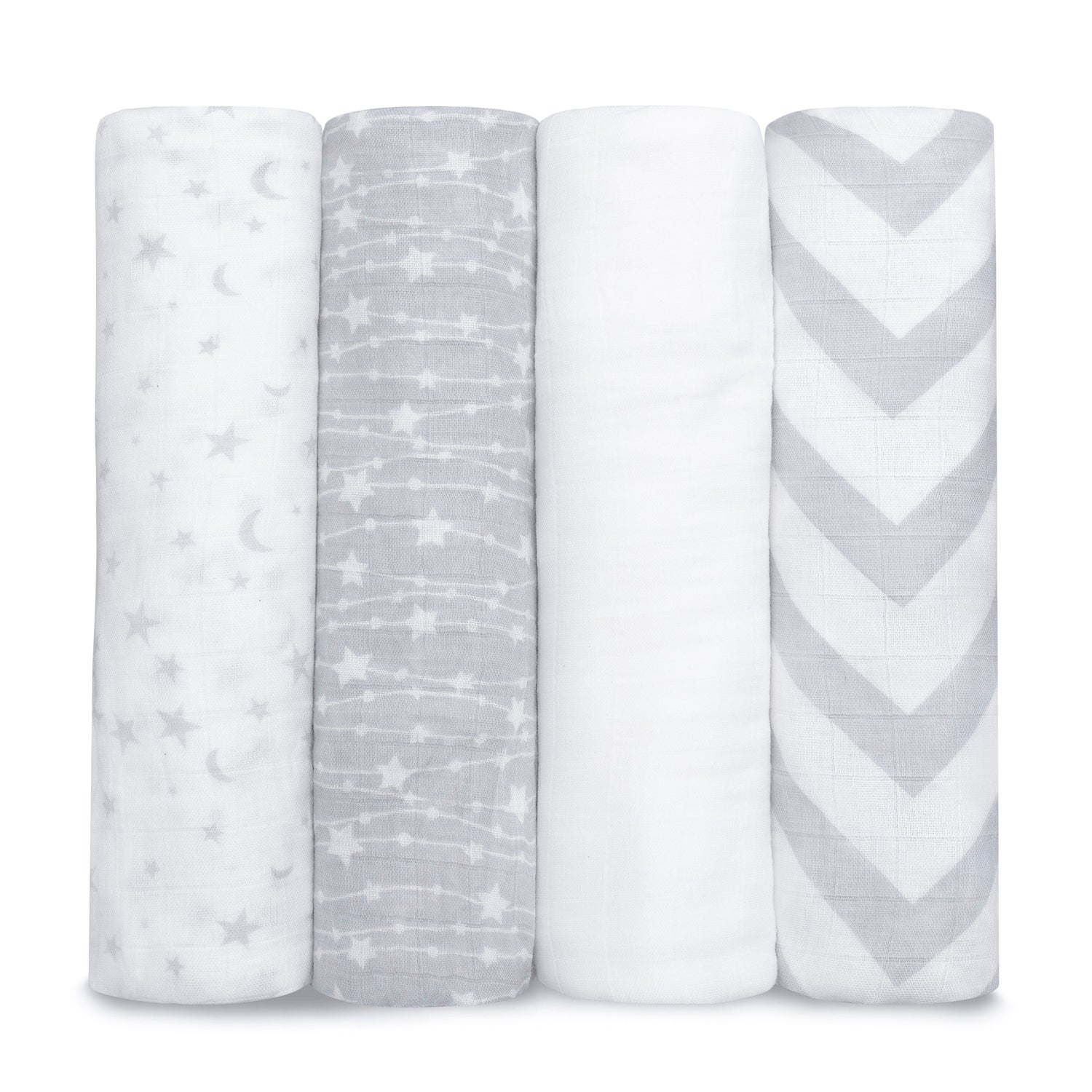 Grey Muslin Swaddle Blankets 4 Pack for Newborn Babies Comfy Cubs Everetts Place: Online Boutique