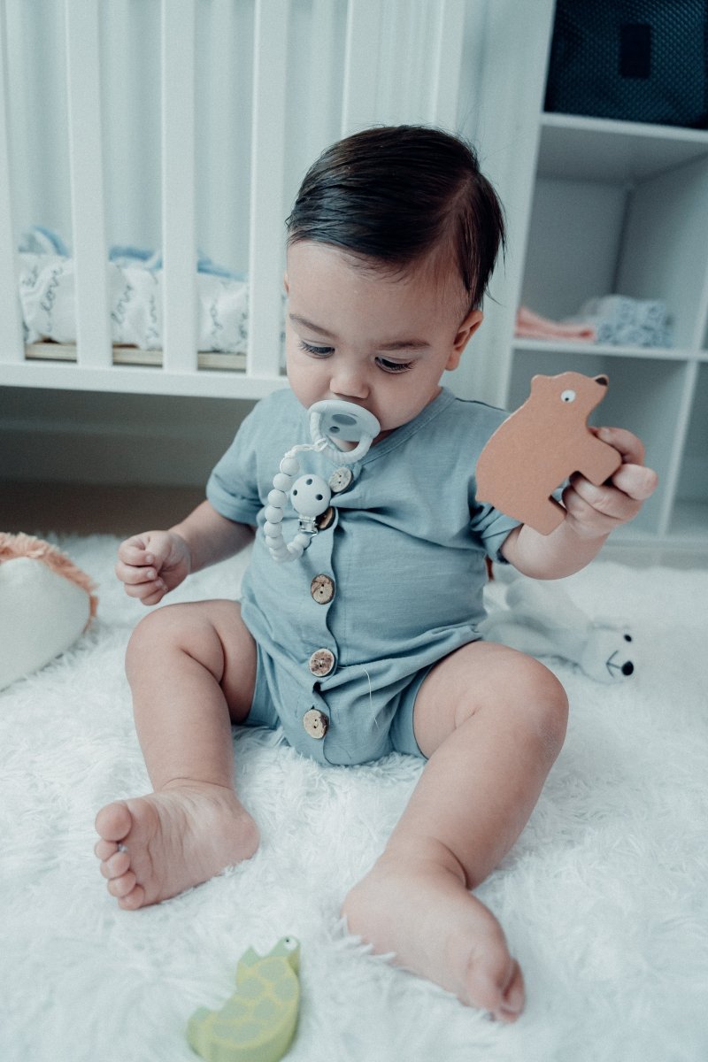 Comfy Cubs Grey Pacifier Clips 2 Pack for Newborns Comfy Cubs - Everetts Place Boutique - 