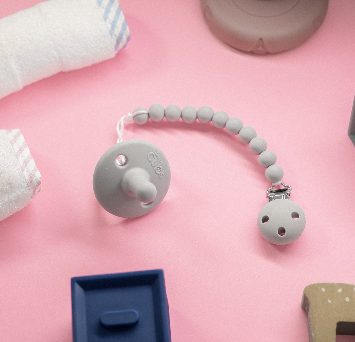 Comfy Cubs Grey Pacifier Clips 2 Pack for Newborns Comfy Cubs - Everetts Place Boutique - 