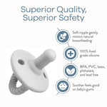 Grey Silicone Pacifiers 4 Pack BPA Free For 0 18 Months Comfy Cubs Everetts Place: Online Boutique